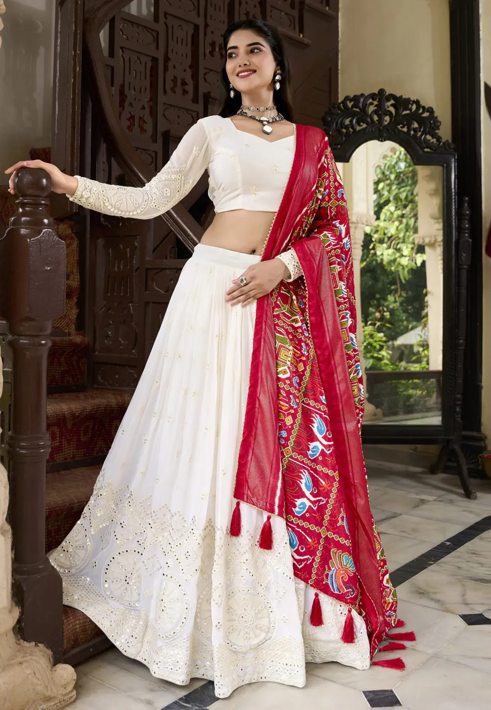 White Georgette Lehenga Choli 298551