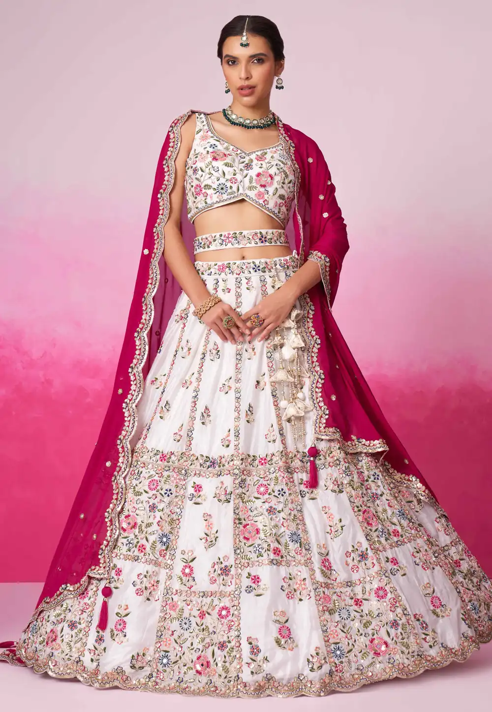 White Georgette Lehenga Choli 291830