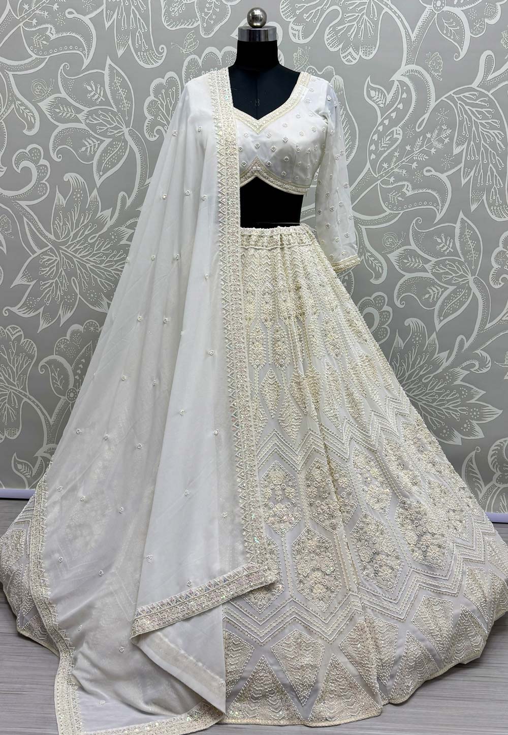 White Georgette Wedding Lehenga Choli 310334