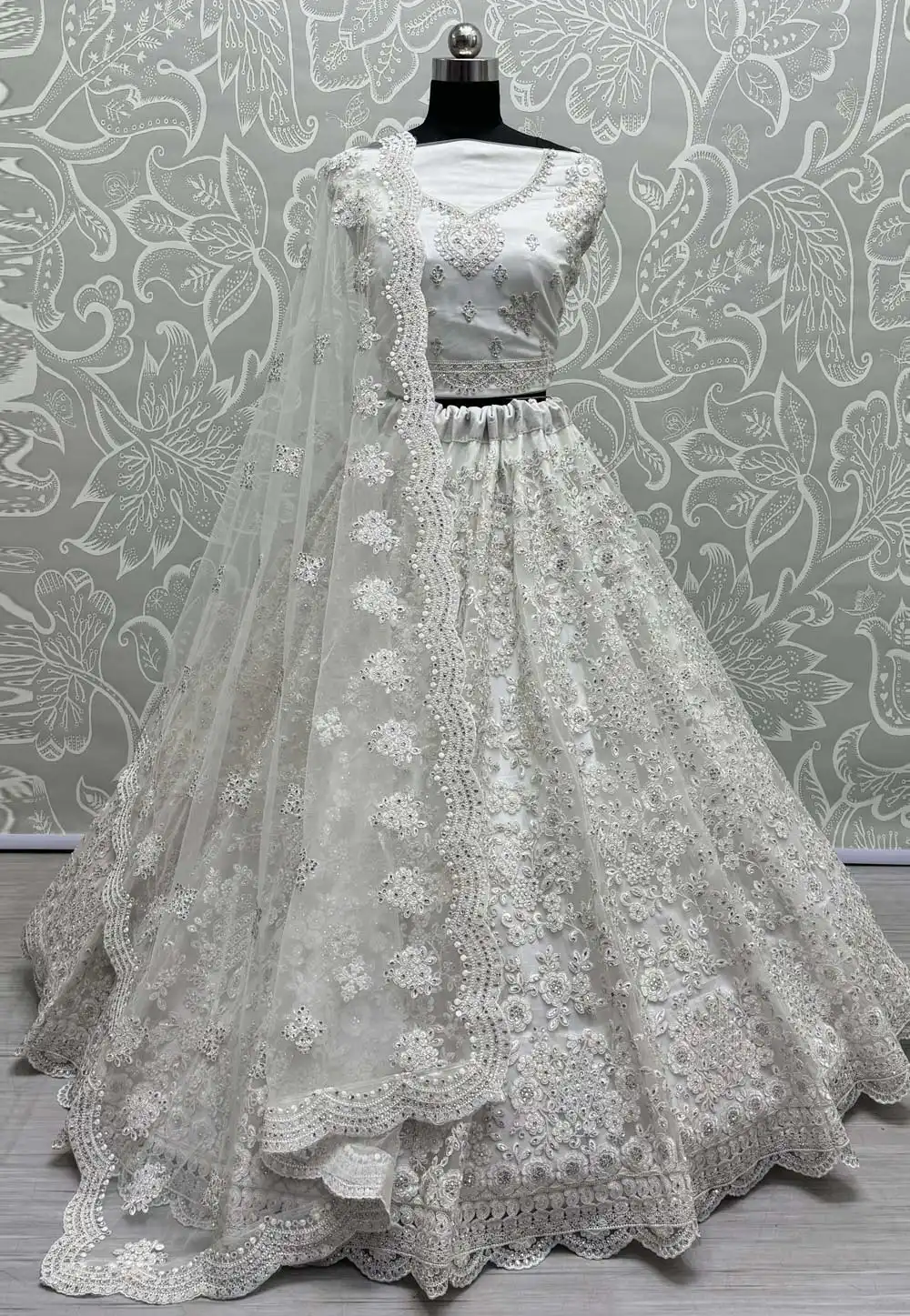 White Net Wedding Lehenga Choli 289831