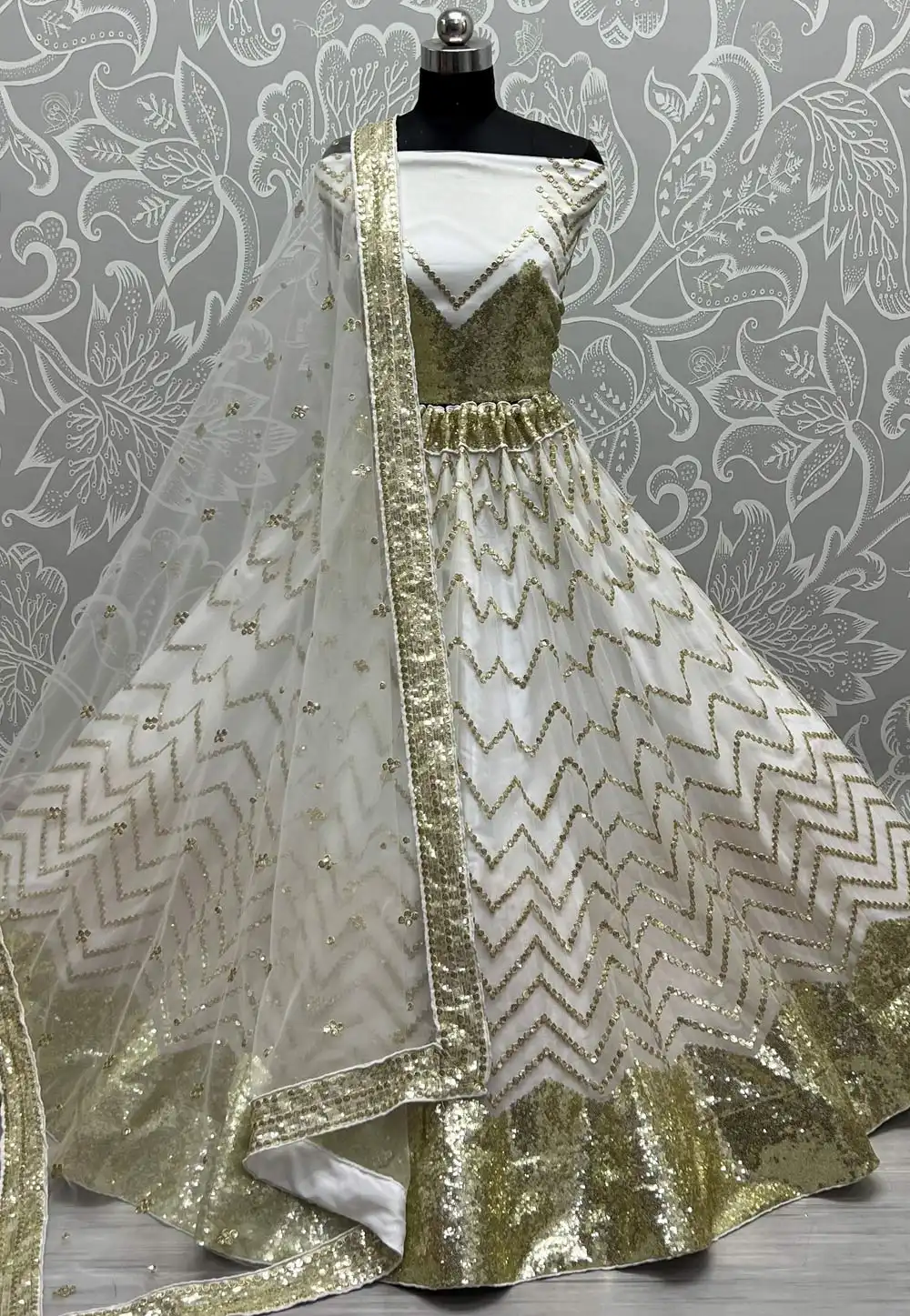 White Net Wedding Lehenga Choli 292119