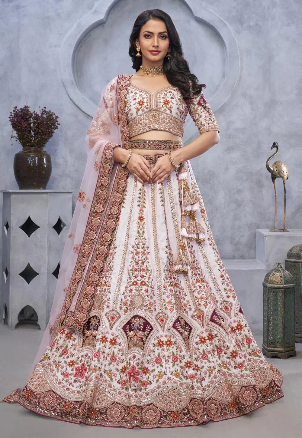 White Organza Wedding Lehenga Choli 297976