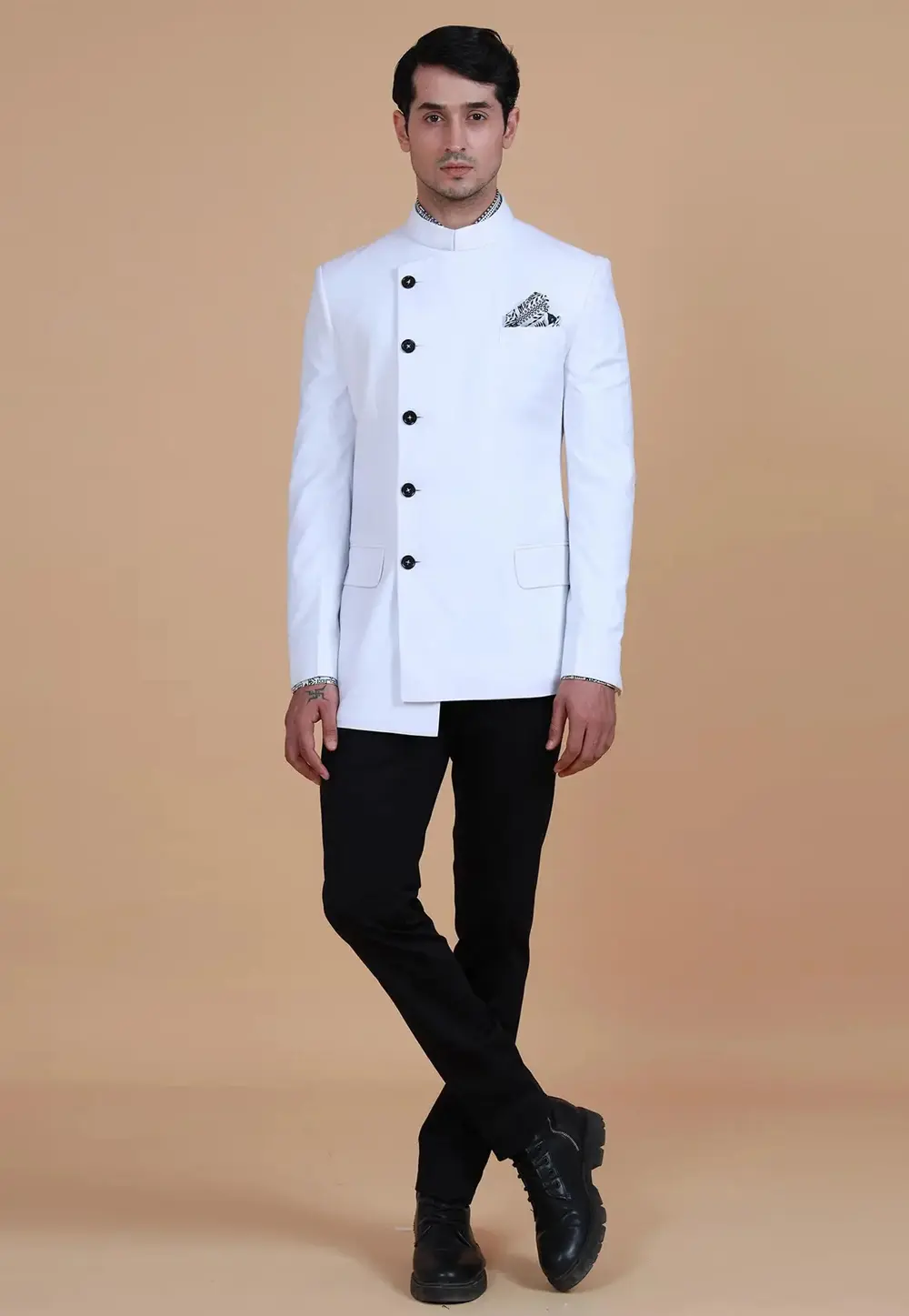 White Rayon Jodhpuri Suit 300036