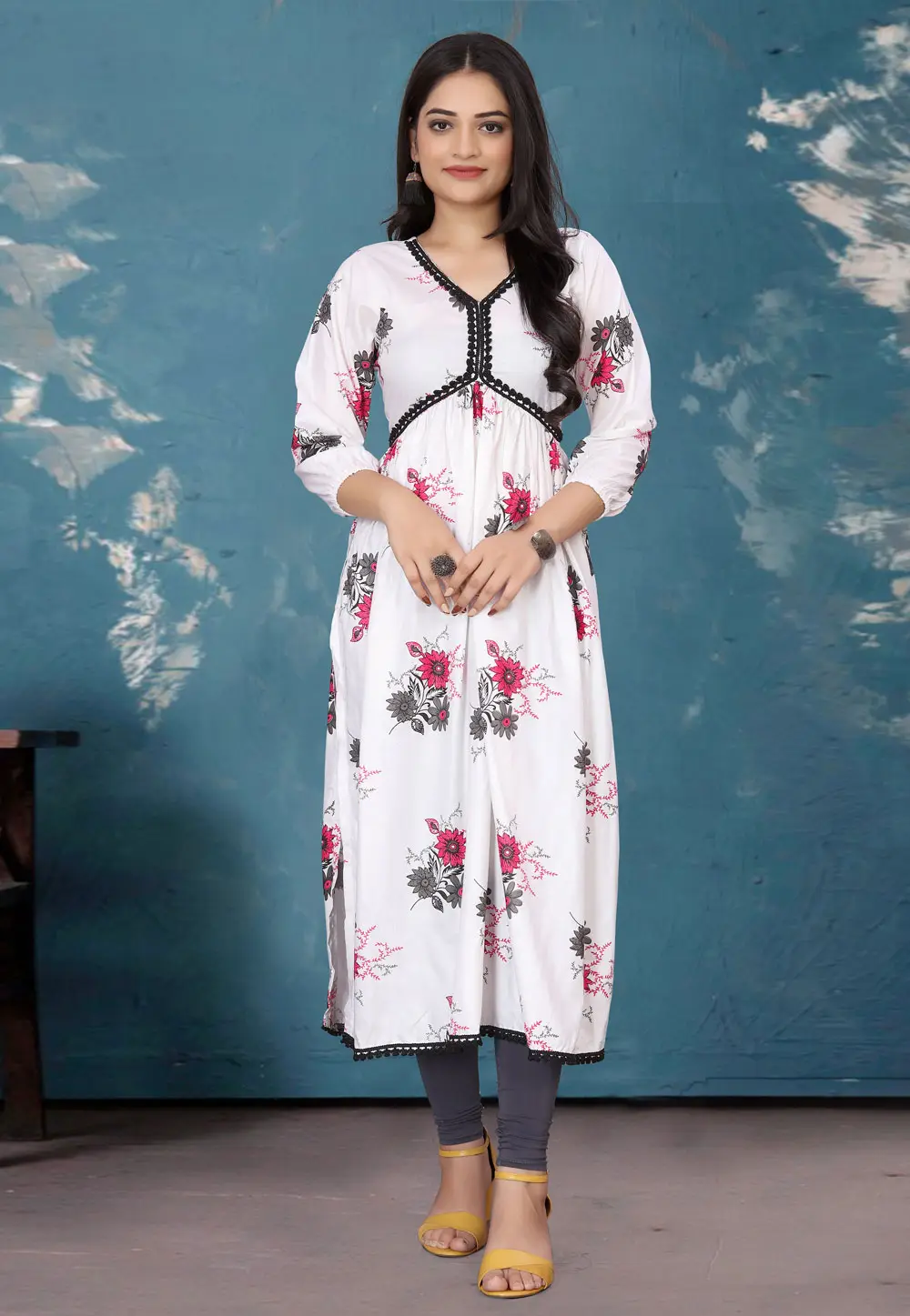 White Rayon Kurti 297030