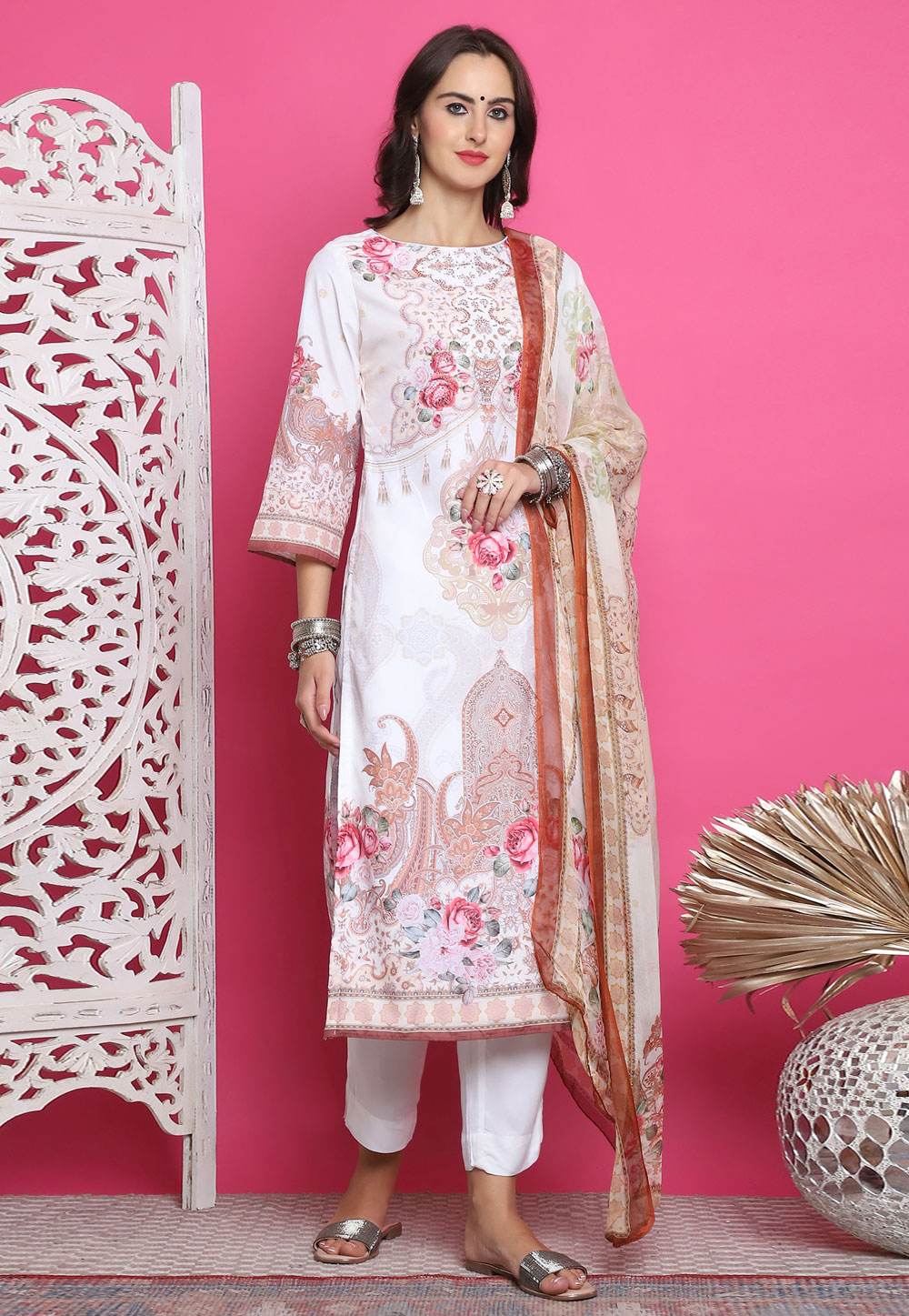 White Satin Pant Style Suit 310119
