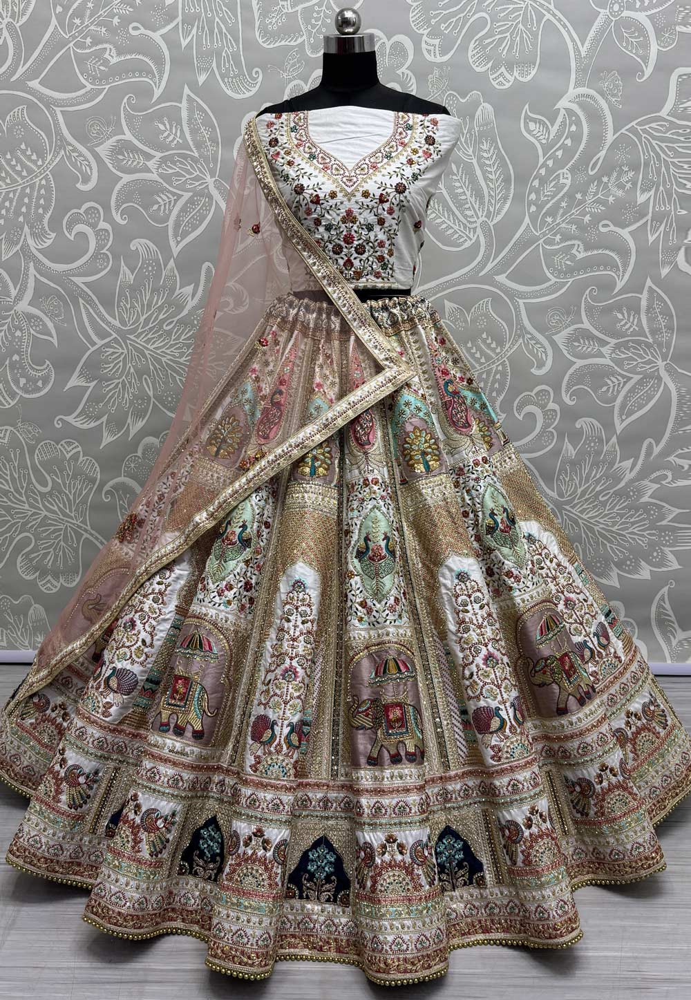 White Silk Bridal Lehenga Choli 305032