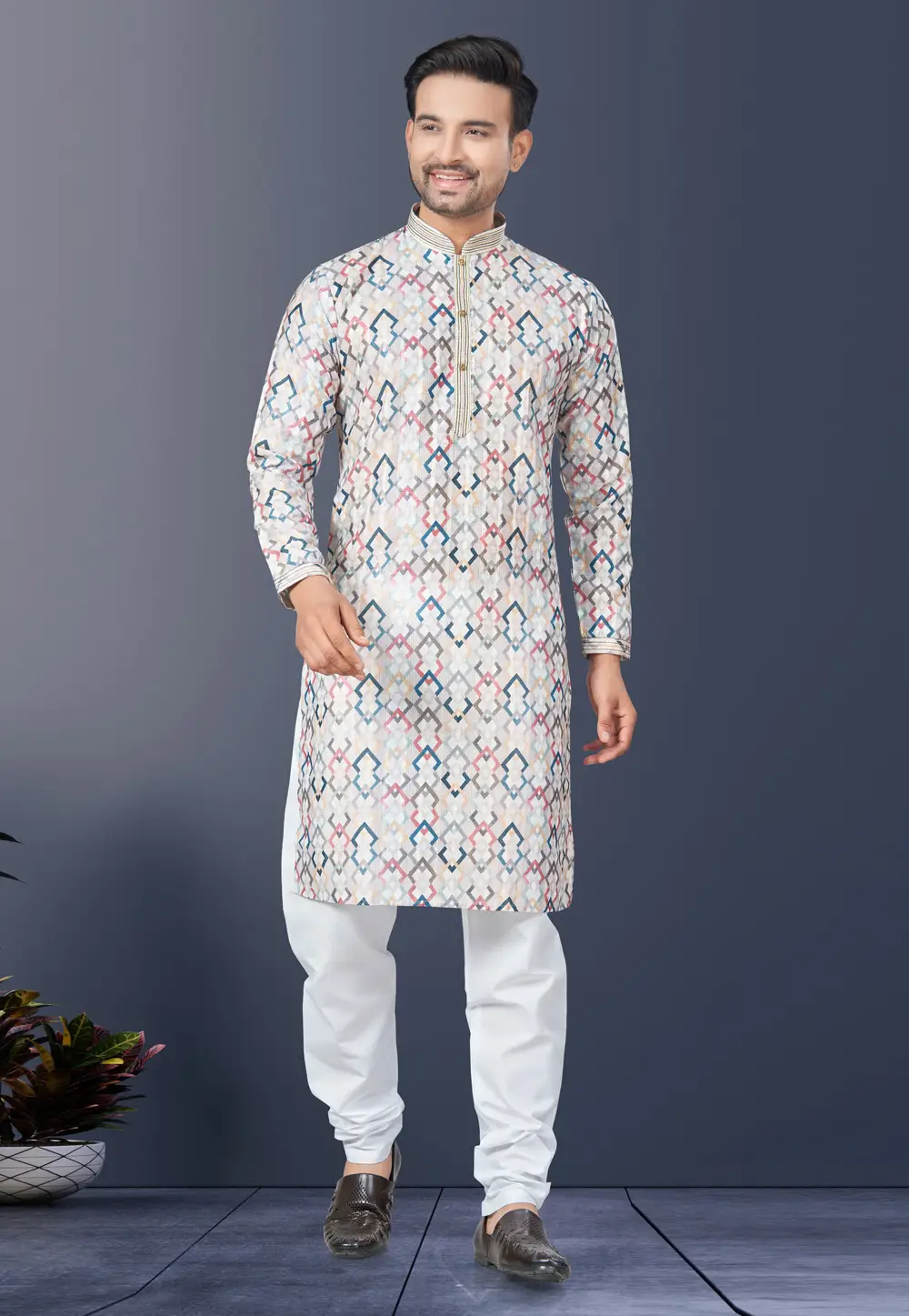 White Silk Kurta Pajama 296608