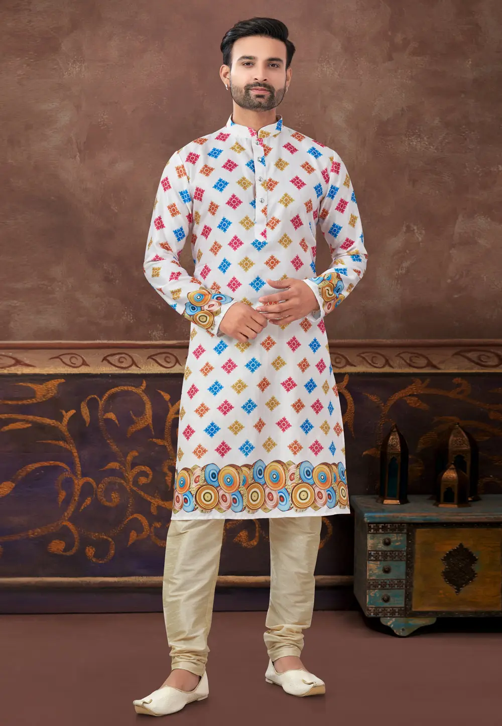 White Silk Kurta Pajama 296887