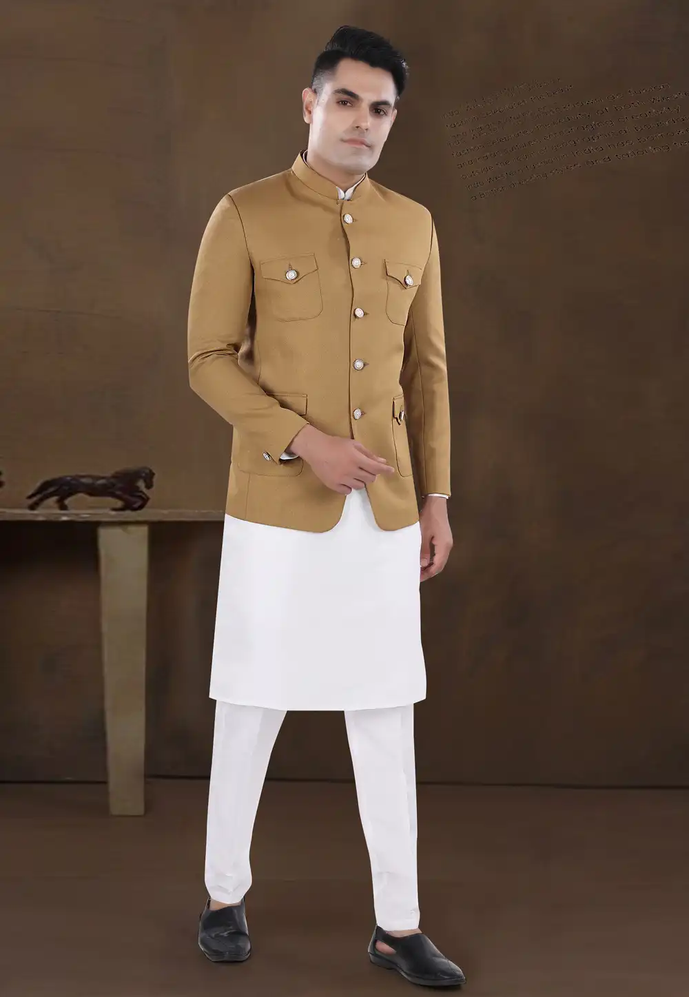 White Silk Kurta Pajama With Jacket 291744