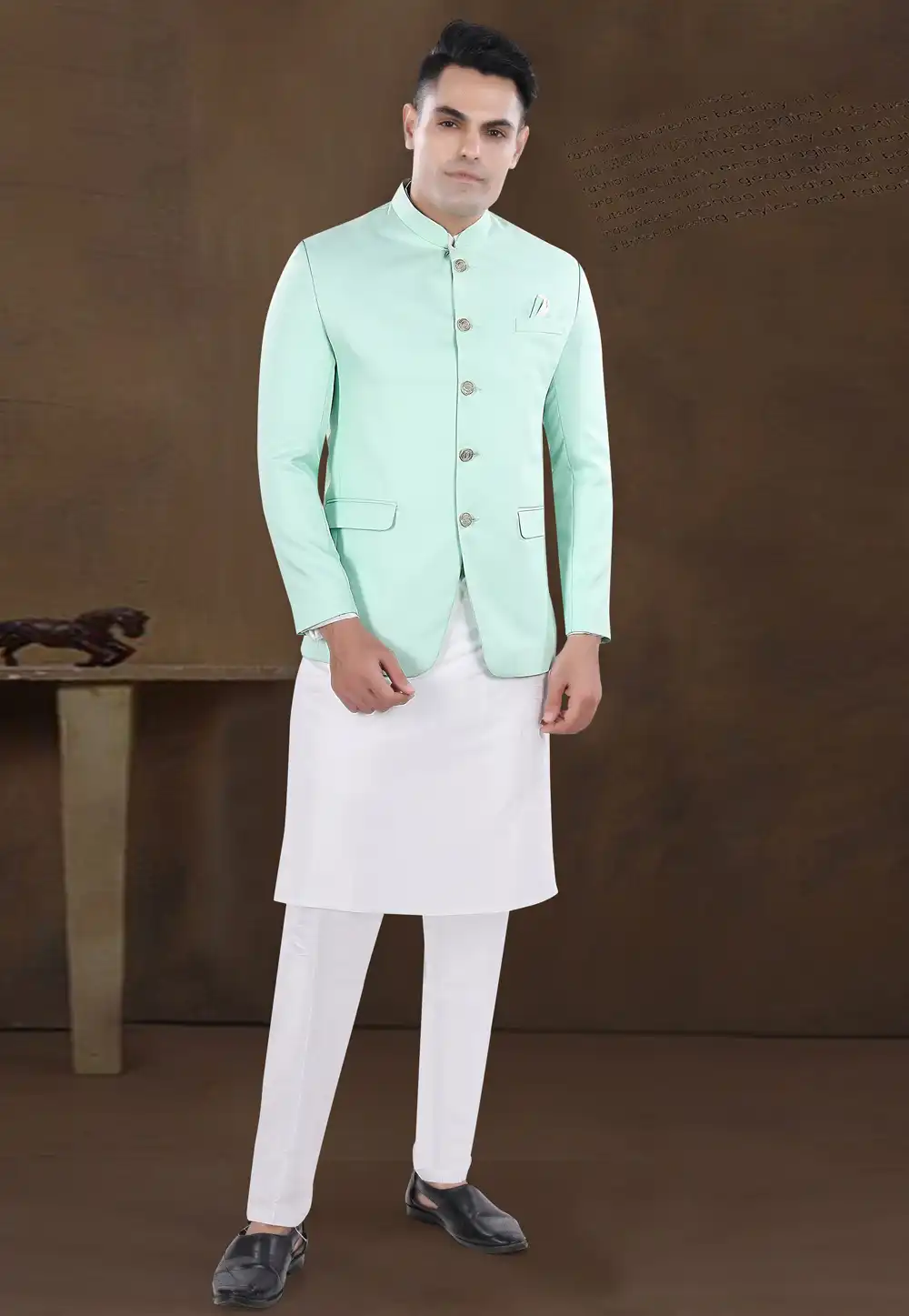 White Silk Kurta Pajama With Jacket 291745