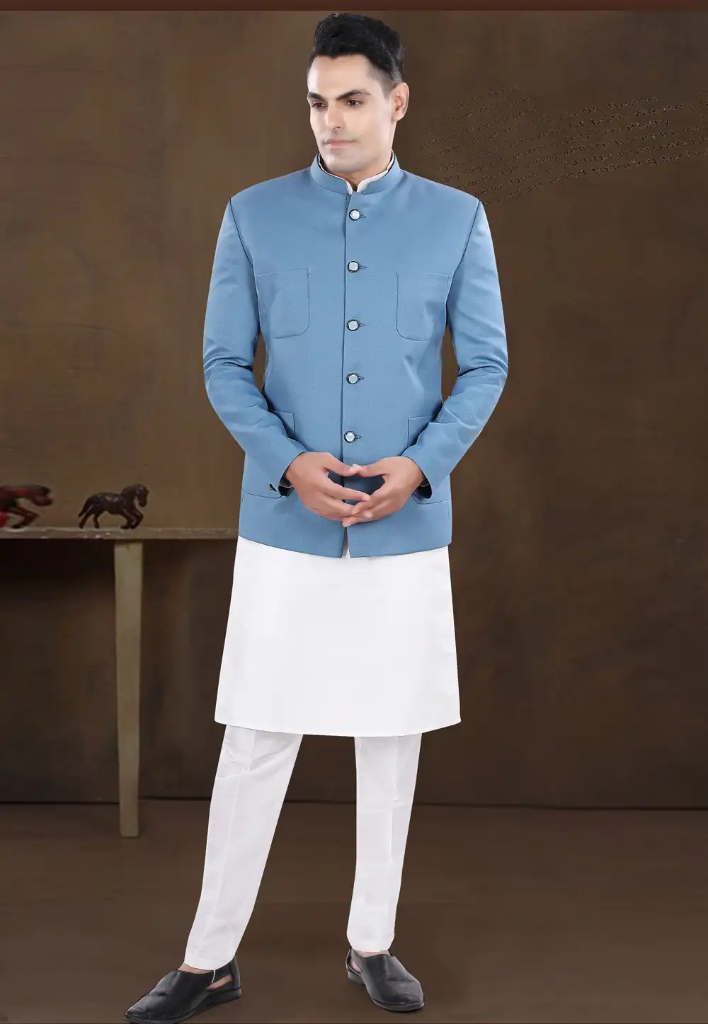 White Silk Kurta Pajama With Jacket 291746