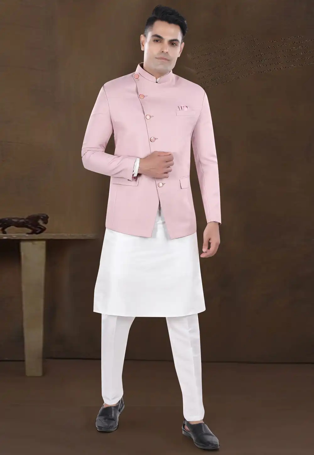 White Silk Kurta Pajama With Jacket 291747