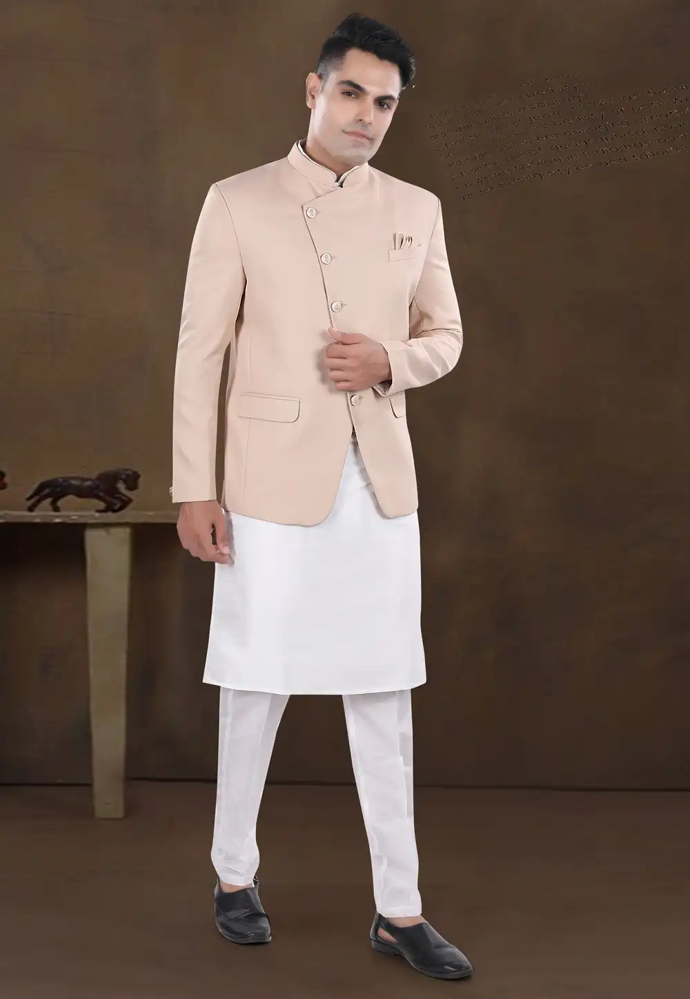 White Silk Kurta Pajama With Jacket 291748