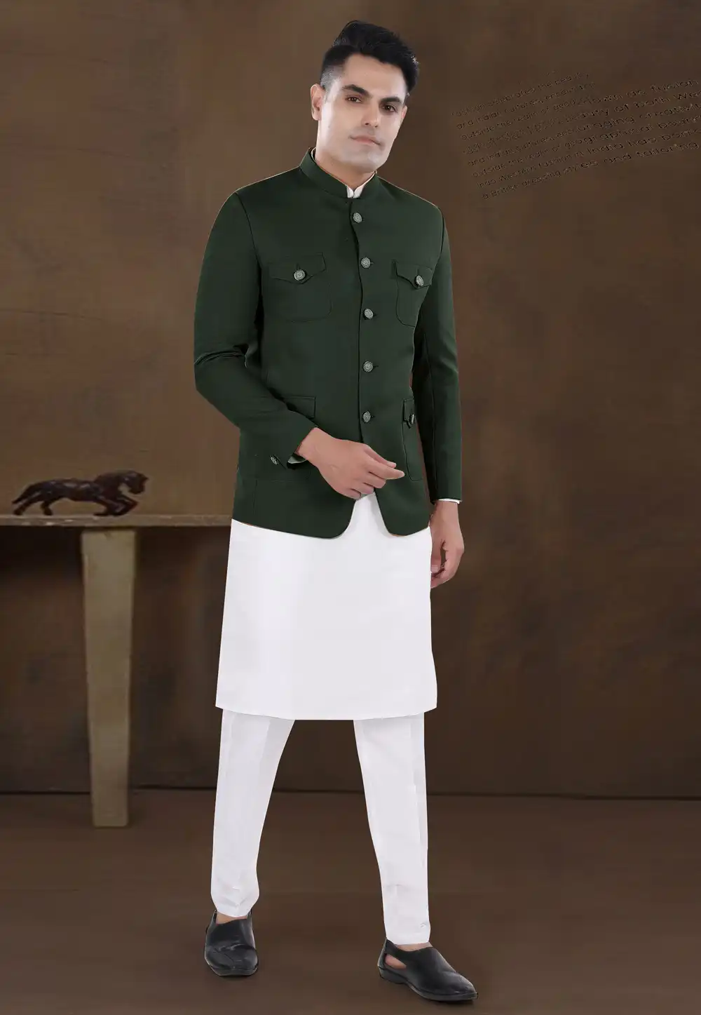 White Silk Kurta Pajama With Jacket 291749