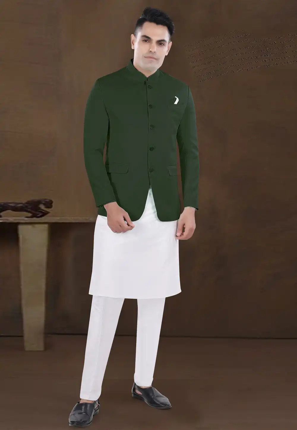 White Silk Kurta Pajama With Jacket 291755