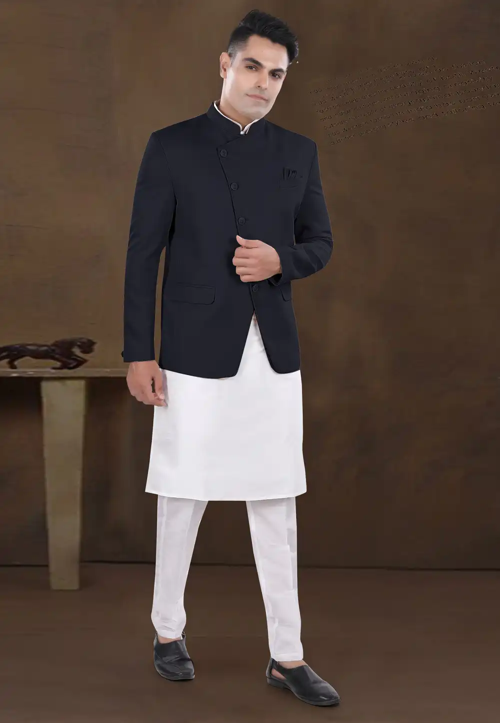 White Silk Kurta Pajama With Jacket 291758