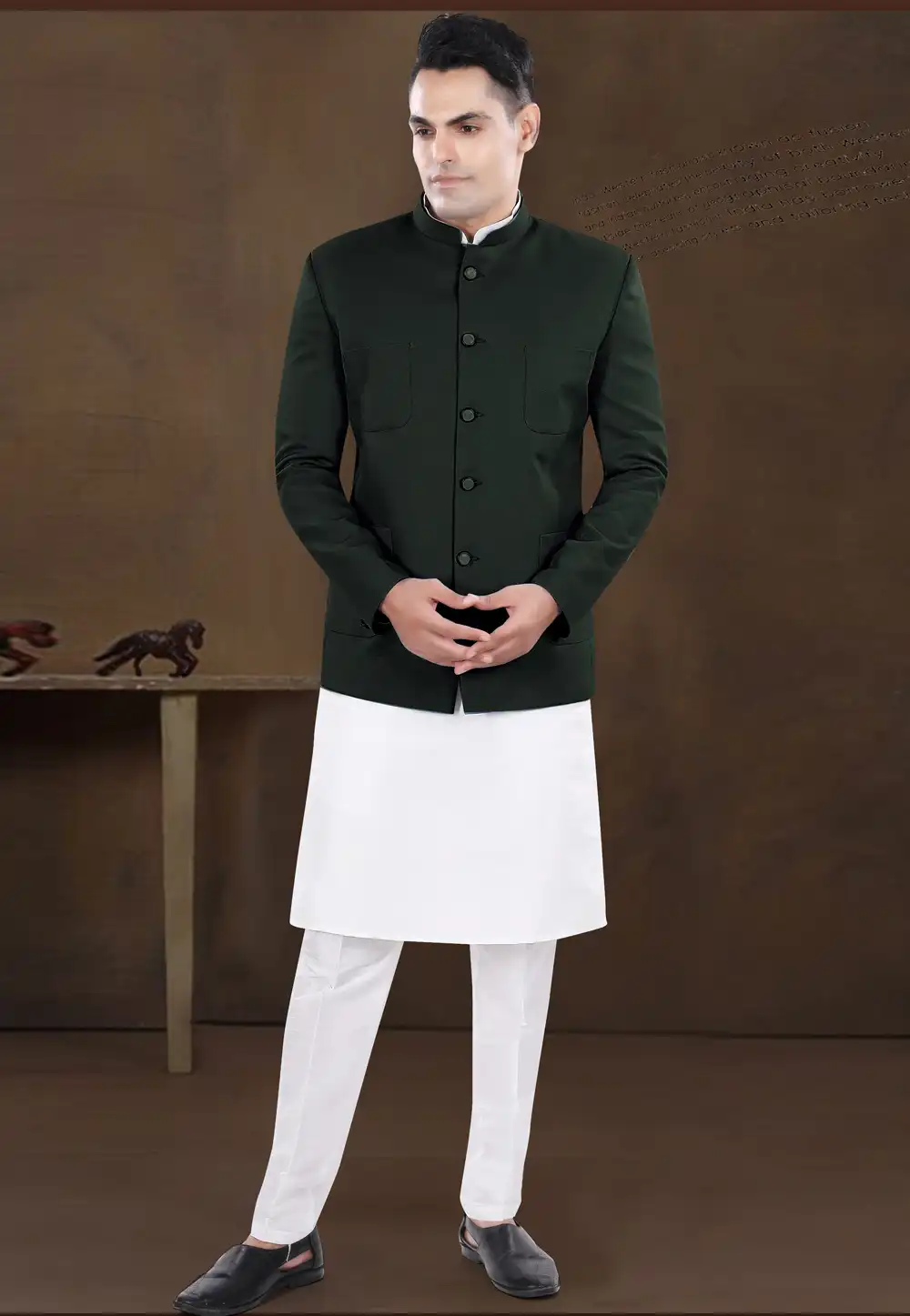 White Silk Kurta Pajama With Jacket 291761