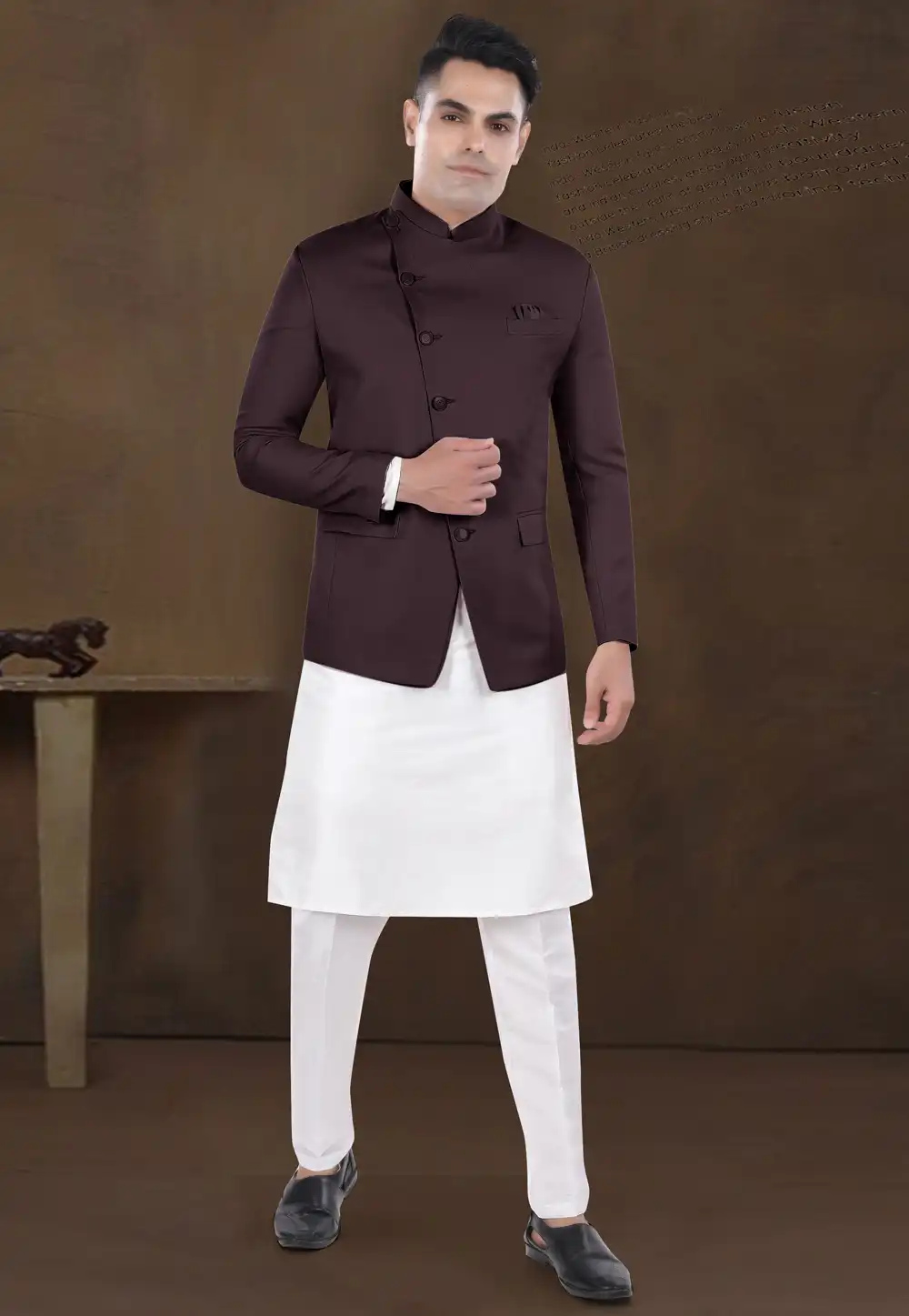 White Silk Kurta Pajama With Jacket 291762