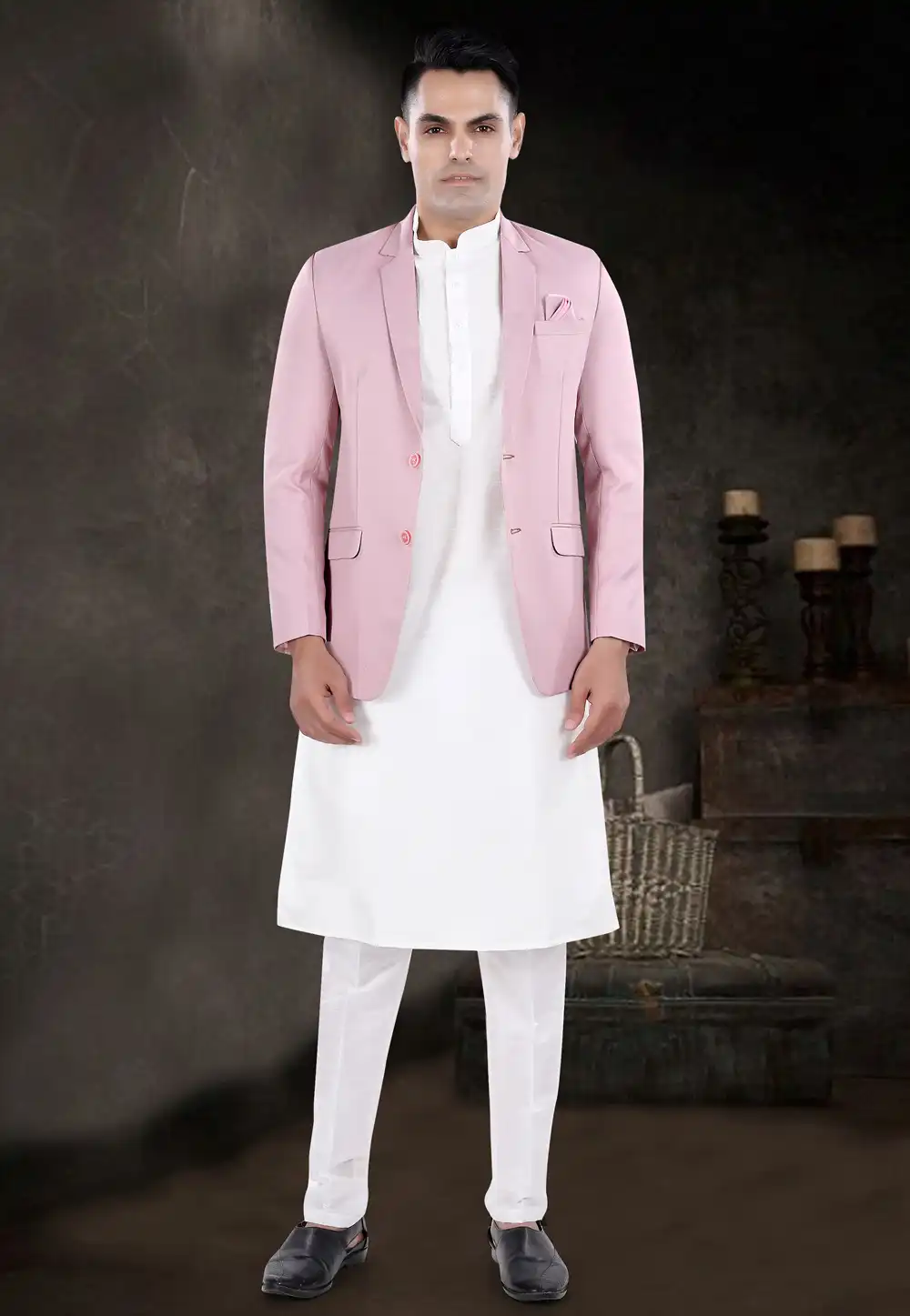 White Silk Kurta Pajama With Jacket 291735