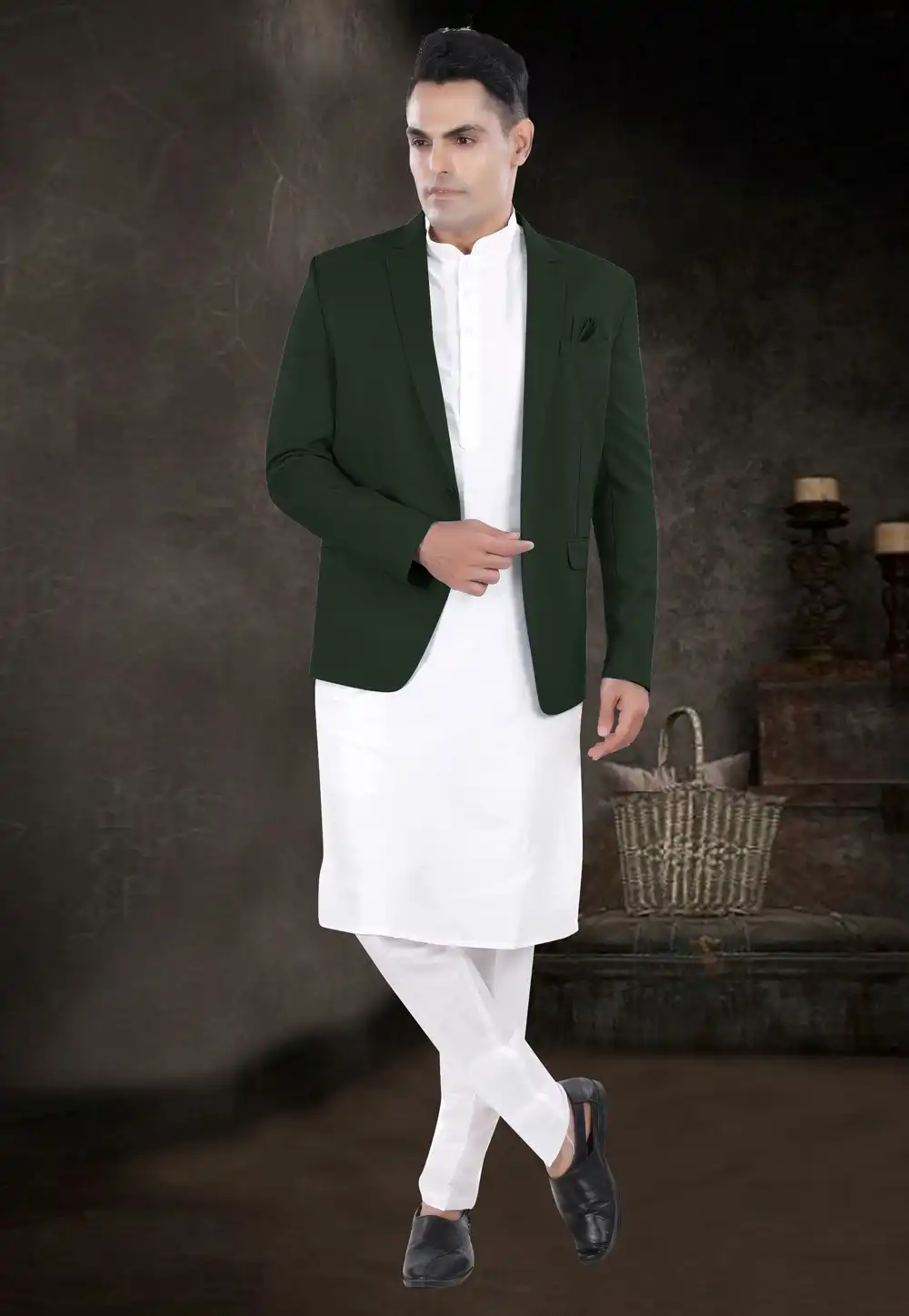 White Silk Kurta Pajama With Jacket 291741