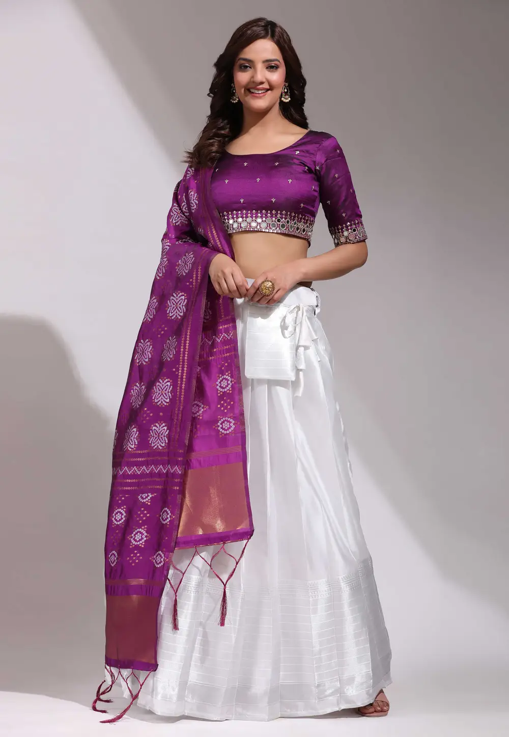 White Silk Lehenga Choli 296172