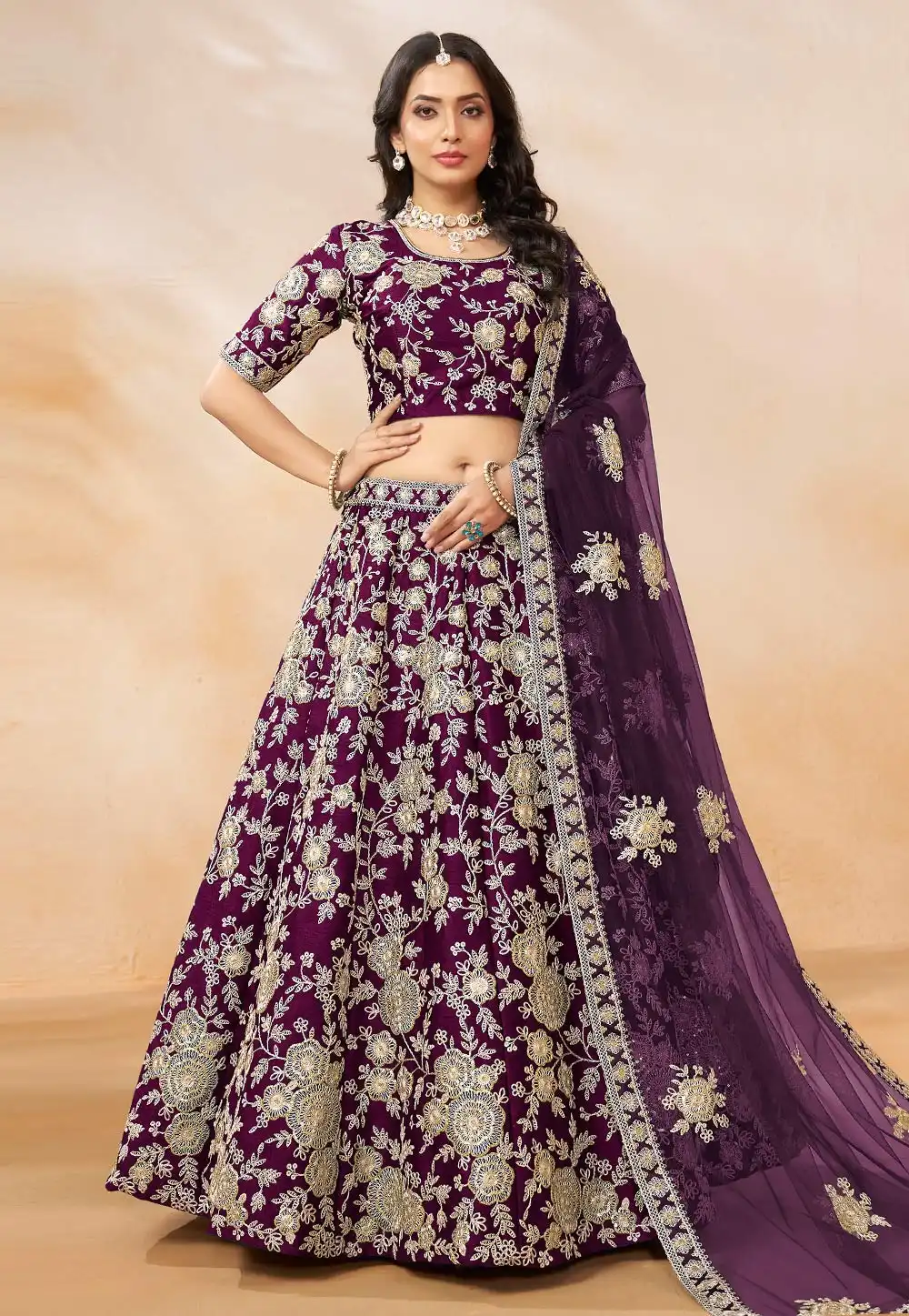 Wine Art Silk Lehenga Choli 294500