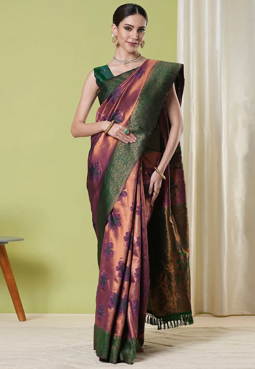 Wine Banarasi Silk Saree 302827