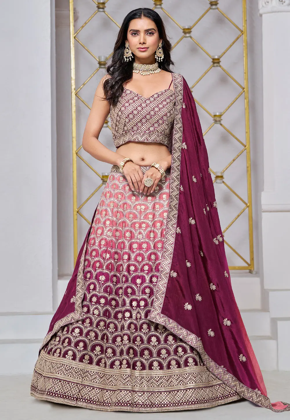 Wine Chinon Lehenga Choli 298654