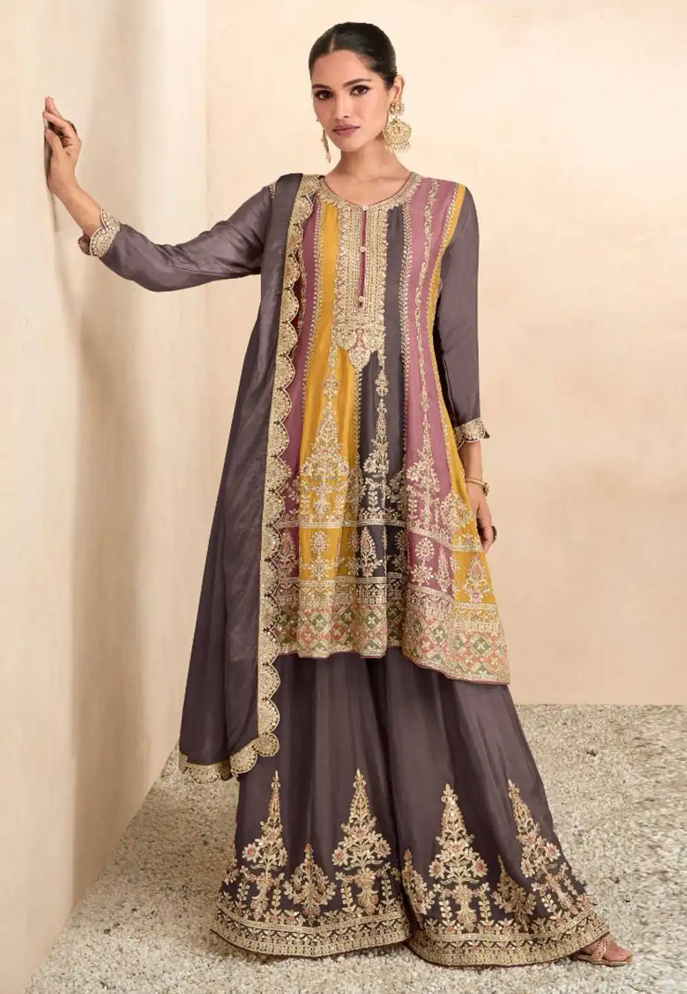 Wine Chinon Pakistani Suit 294850