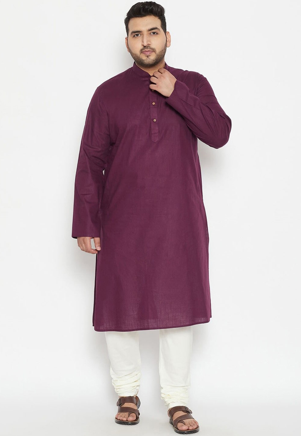 Wine Cotton Kurta Pajama 309758