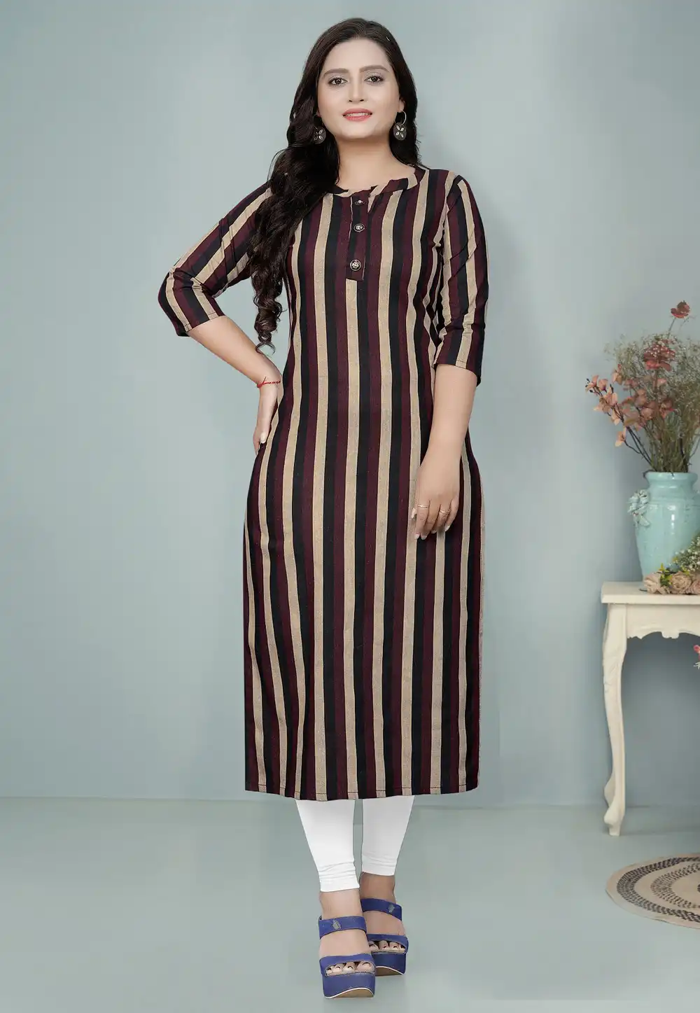 Wine Cotton Long Tunic 288077