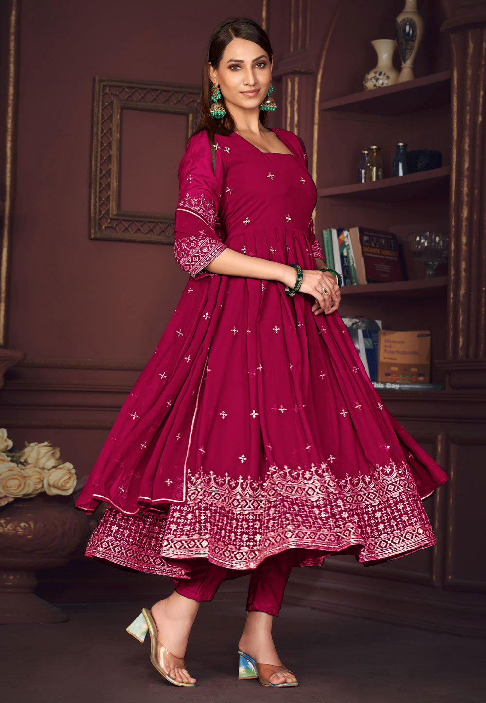 Magenta Georgette Anarkali Salwar Kameez 283649