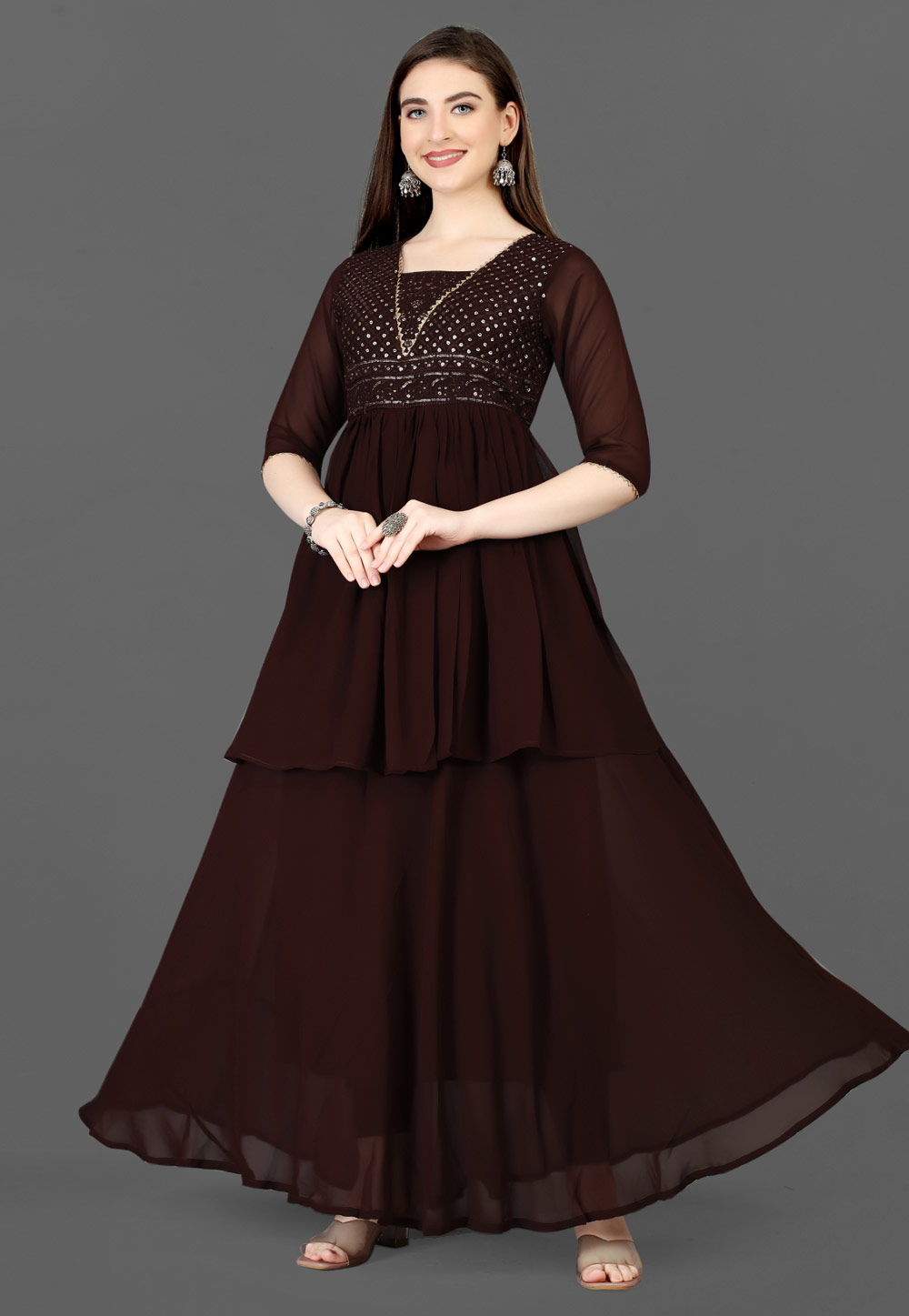 Brown Georgette Gown 280251