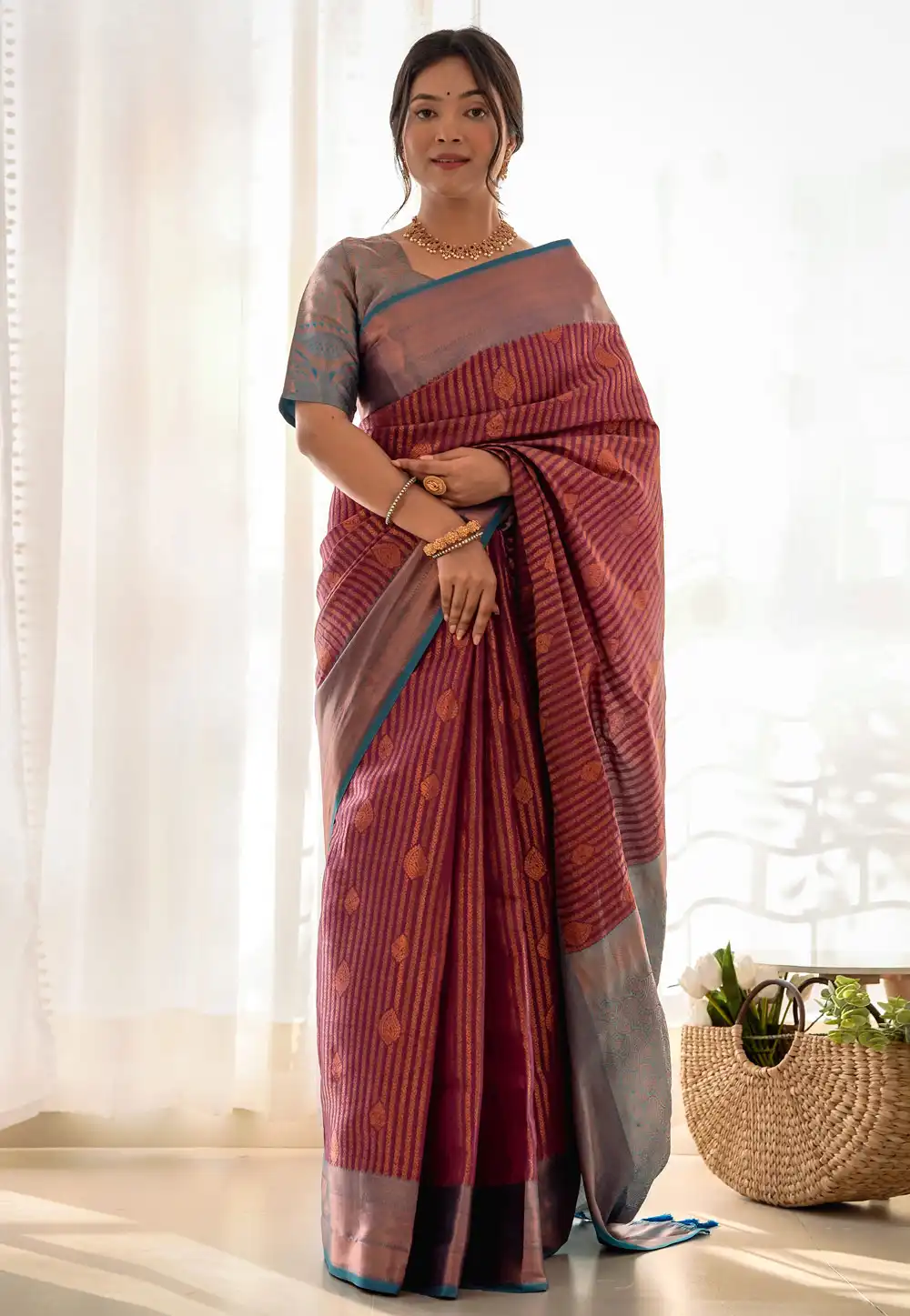 Wine Kanjivaram Silk Saree 289060