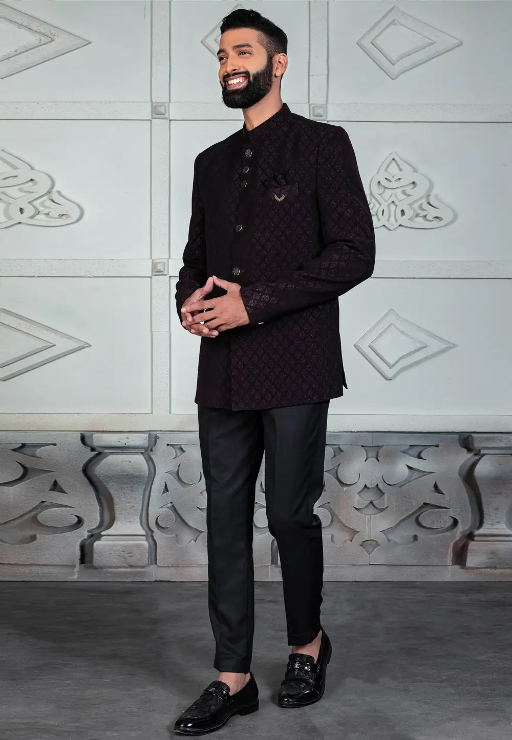 Wine Rayon Jodhpuri Suit 295529