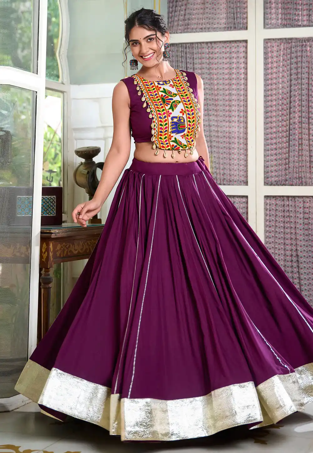 Wine Rayon Navratri Chaniya Choli 292847