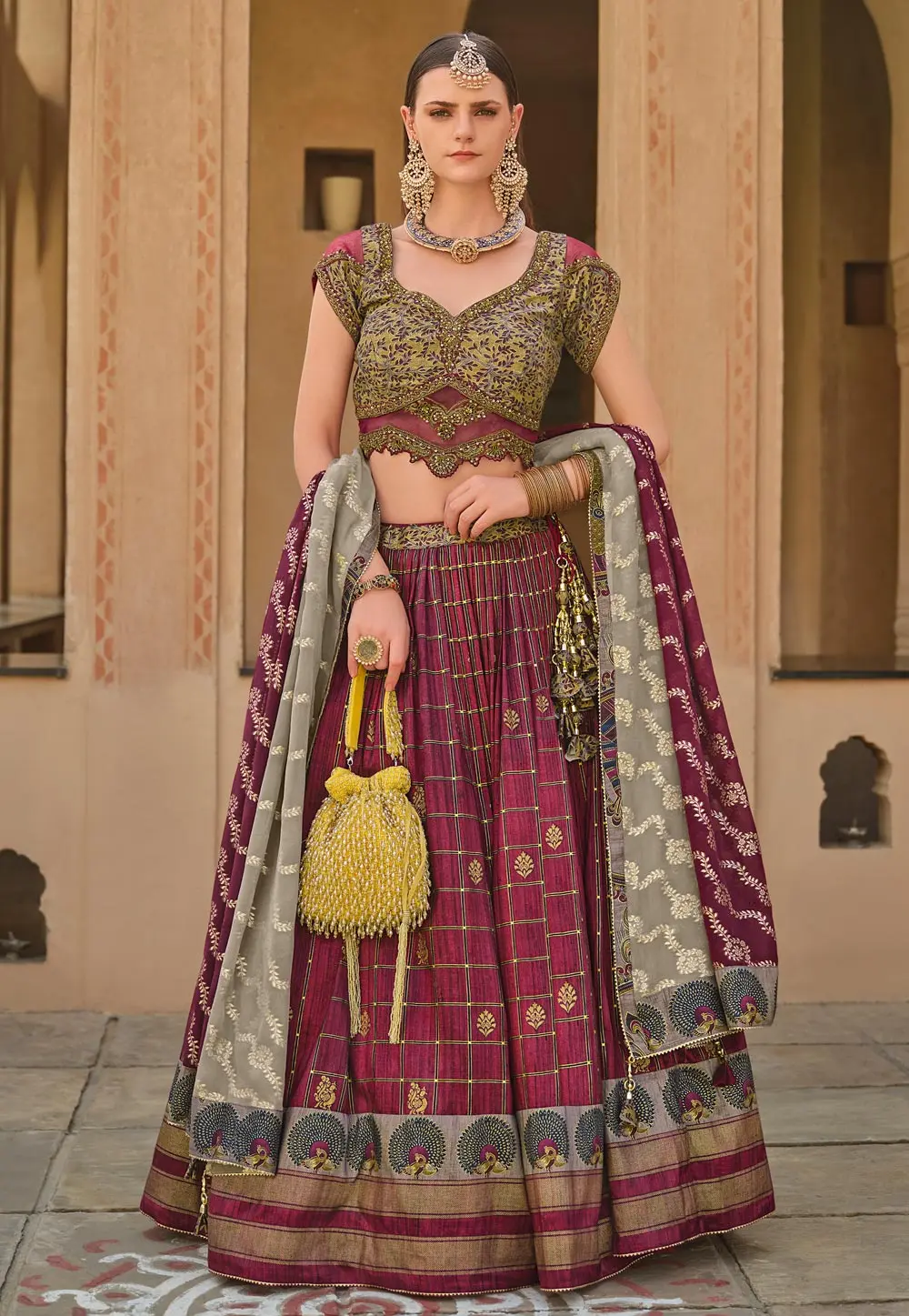 Wine Silk Lehenga Choli 302586