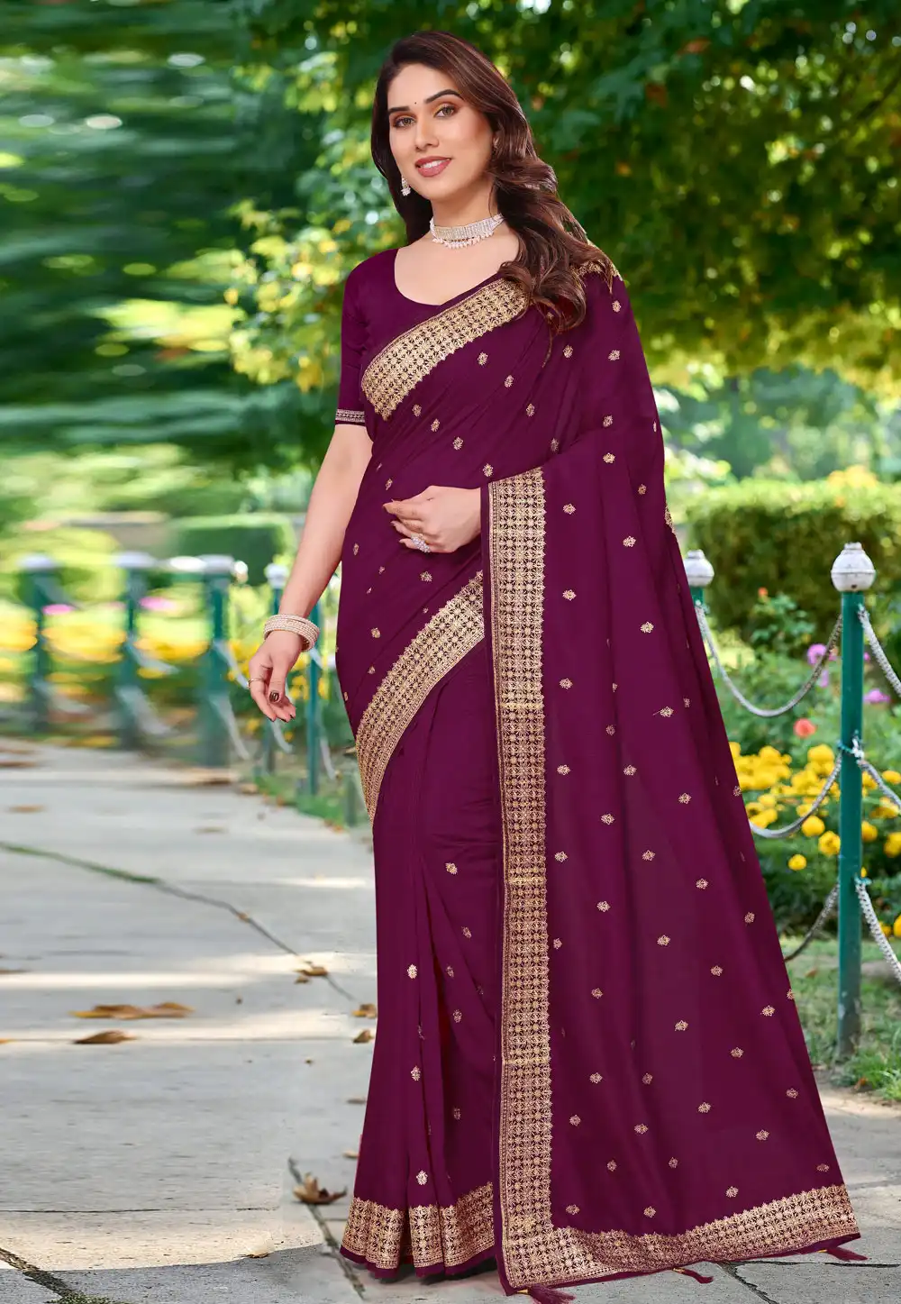 Wine Silk Saree With Blouse 289999