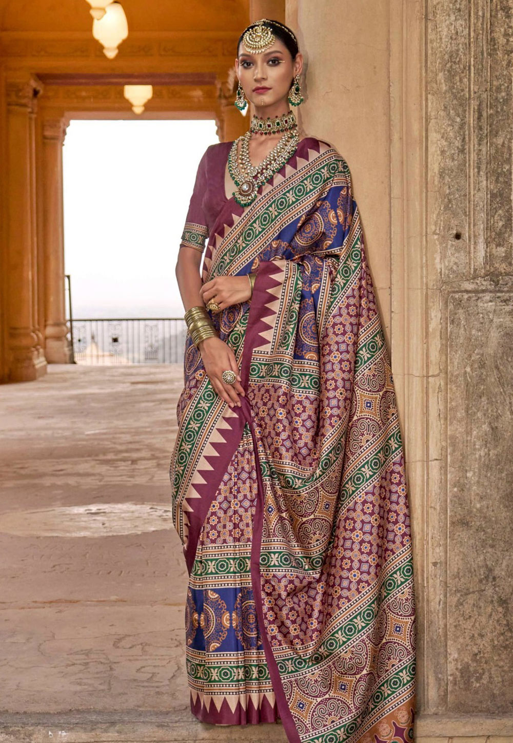 Wine Silk Saree With Blouse 310019