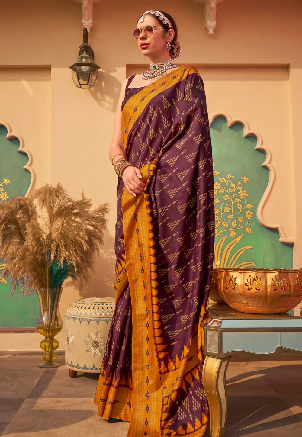 Wine Silk Saree With Blouse 302269