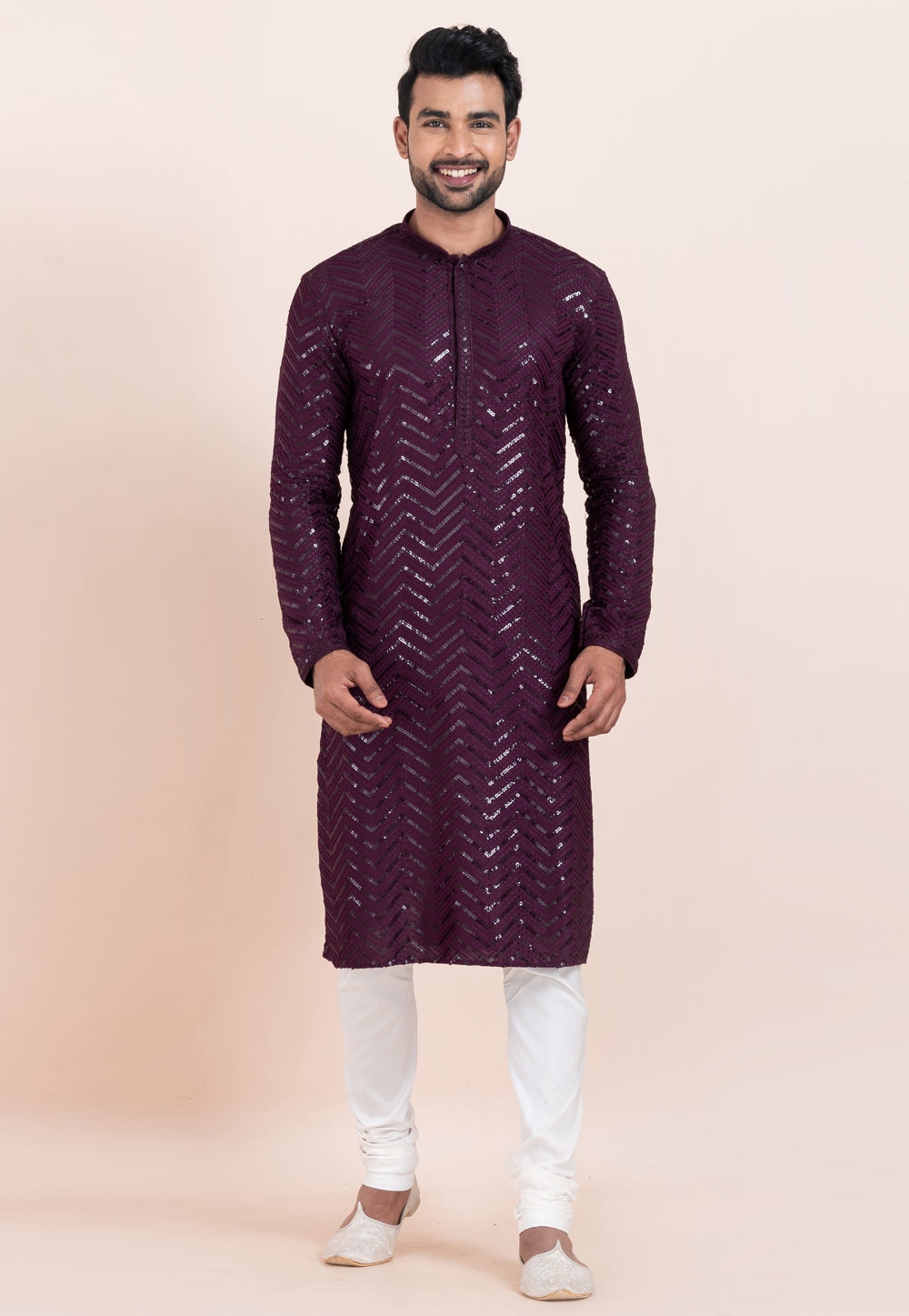 Wine Viscose Rayon Kurta Pajama 304813