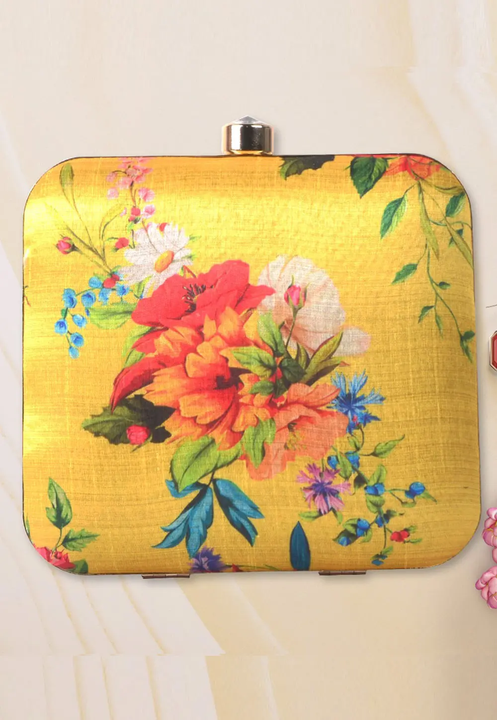 Yellow Art Silk Clutch 297876