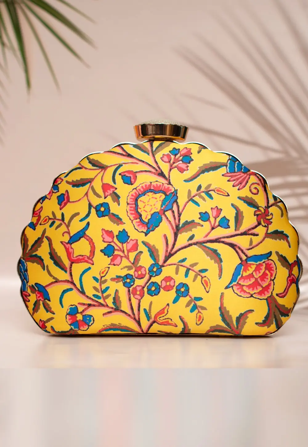 Yellow Art Silk Clutch 298005