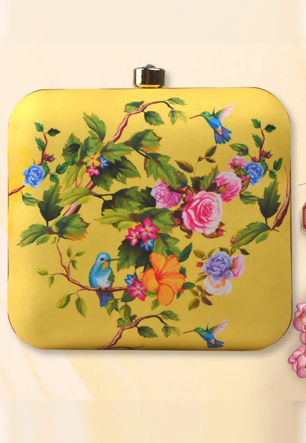 Yellow Art Silk Clutch 298077