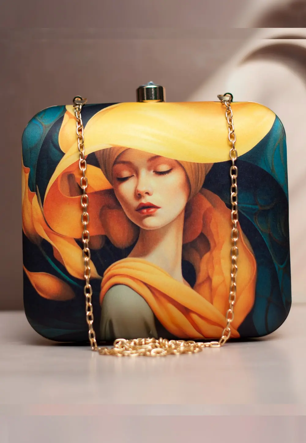 Yellow Art Silk Clutch 298711