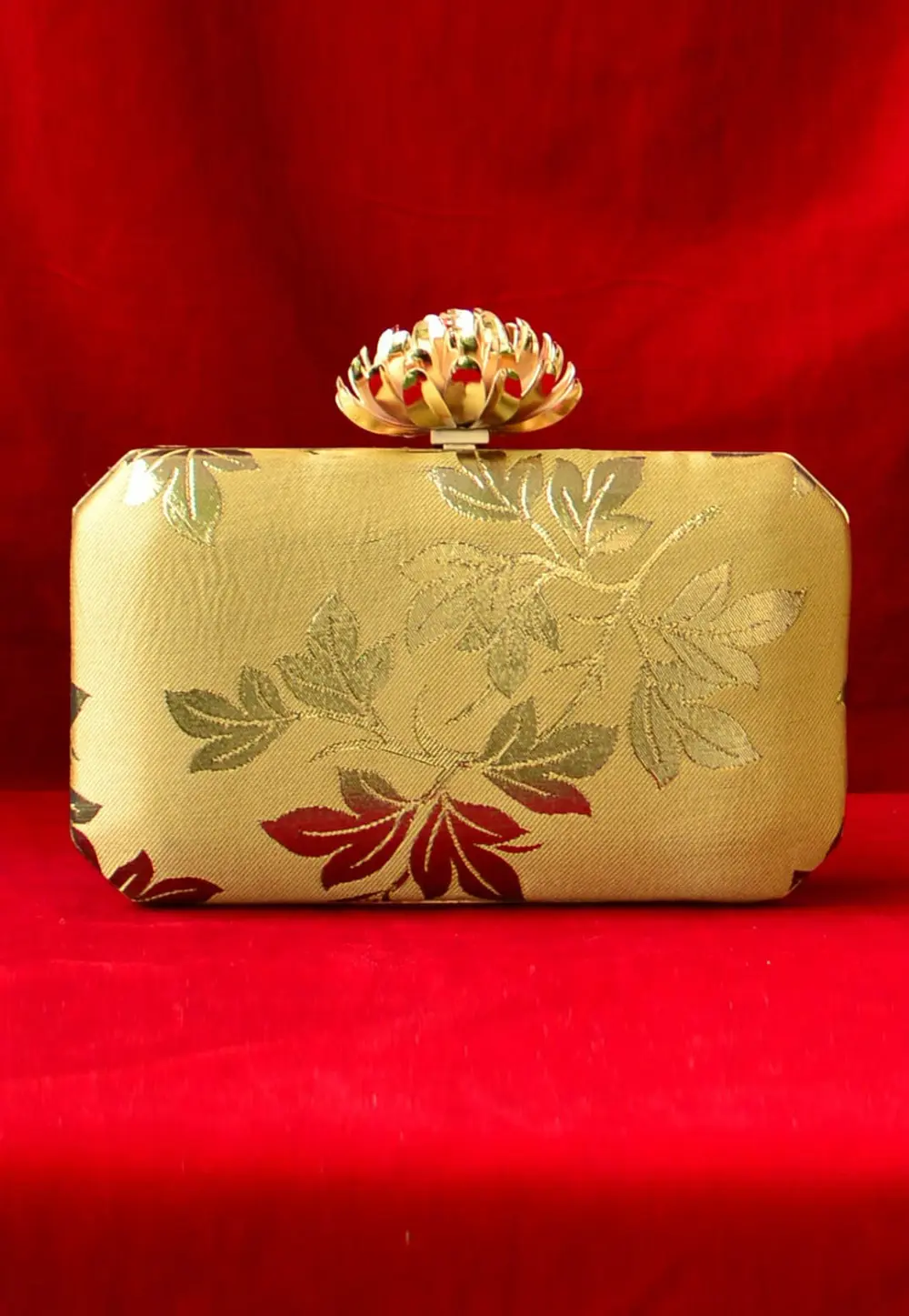 Yellow Art Silk Clutch 299376