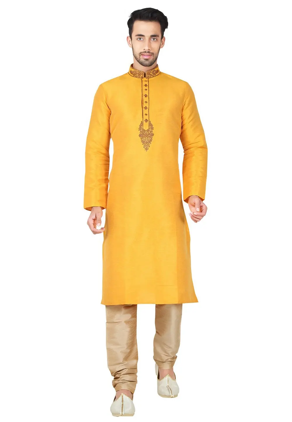 Yellow Art Silk Kurta Pajama 300659