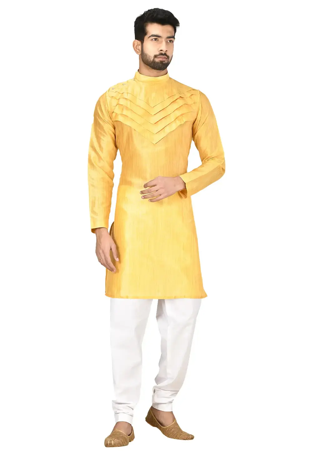 Yellow Art Silk Kurta Pajama 300757