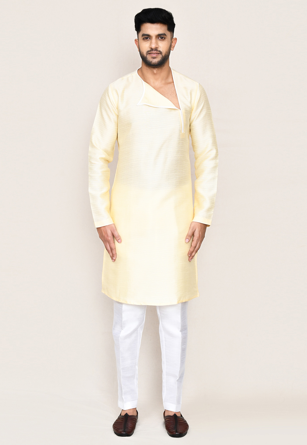 Yellow Art Silk Kurta Pajama 306078