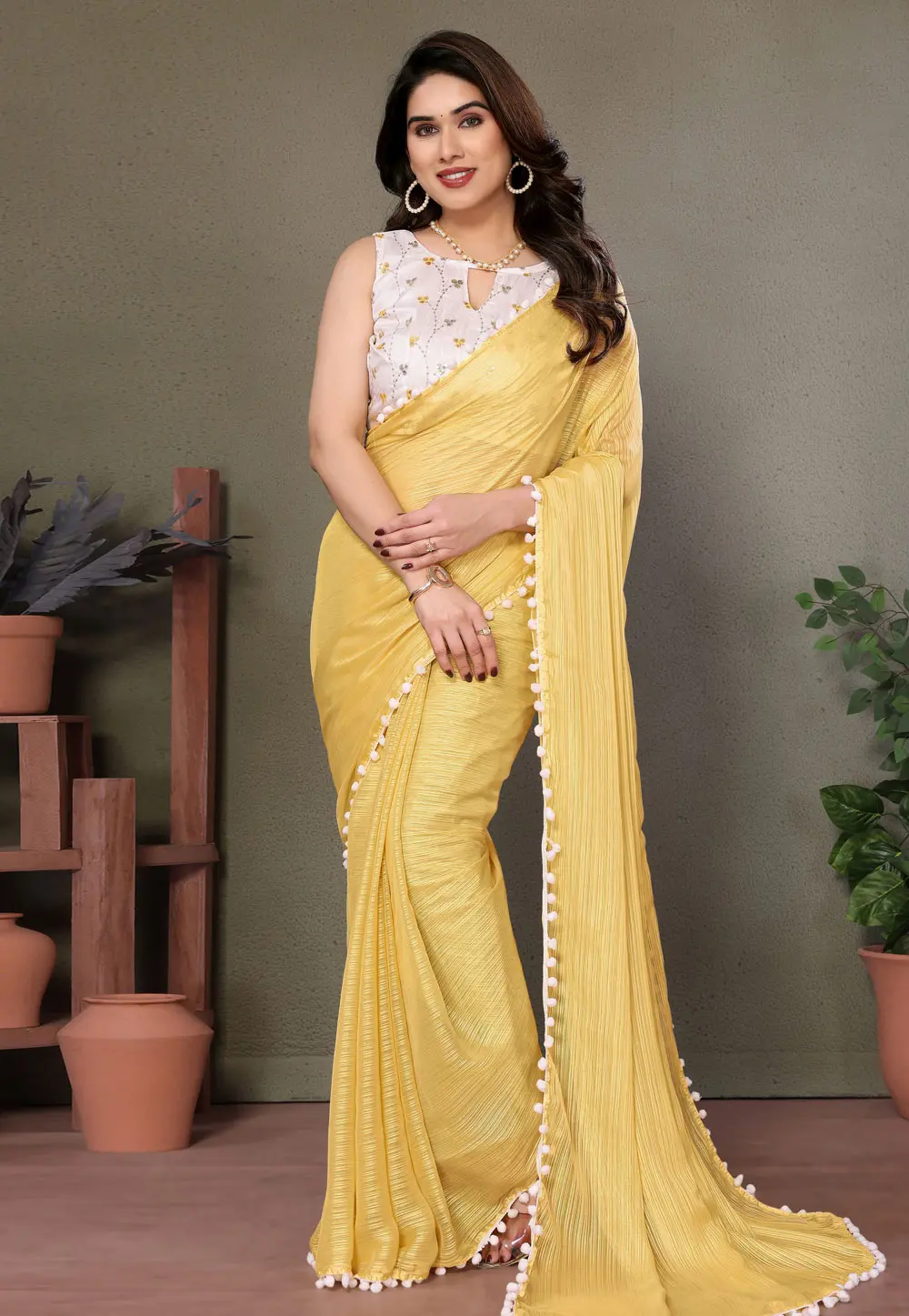 Yellow Art Silk Saree With Blouse 301992